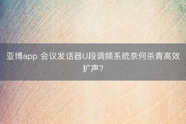 亚博app 会议发话器U段调频系统奈何杀青高效扩声？